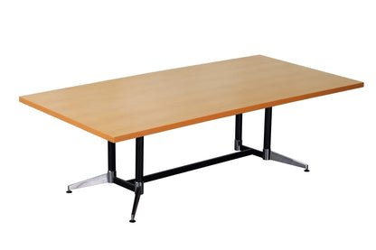 Typhoon Meeting & Boardroom Tables — 1800mm W x 900mm D, Beech, Black P/C + Polished Aluminium — TTR189 B