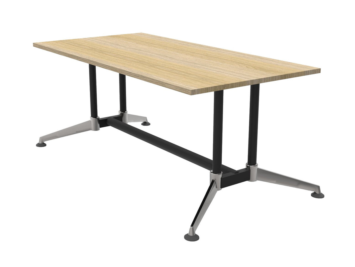 Typhoon Meeting & Boardroom Tables — 1800mm W x 900mm D, Natural Oak, Black P/C + Polished Aluminium — TTR189 NO