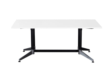 Typhoon Meeting & Boardroom Tables — 1800mm W x 900mm D, Natural White, Black P/C + Polished Aluminium — TTR189 NW