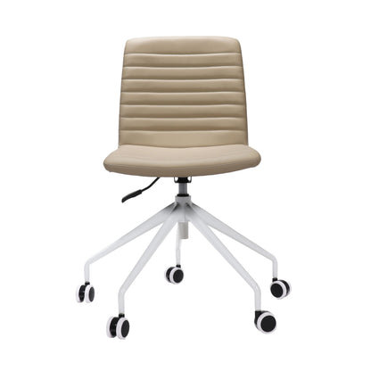 Pixel Swivel 5 Star Base Chair — Almond PU / White P/C / No Arms