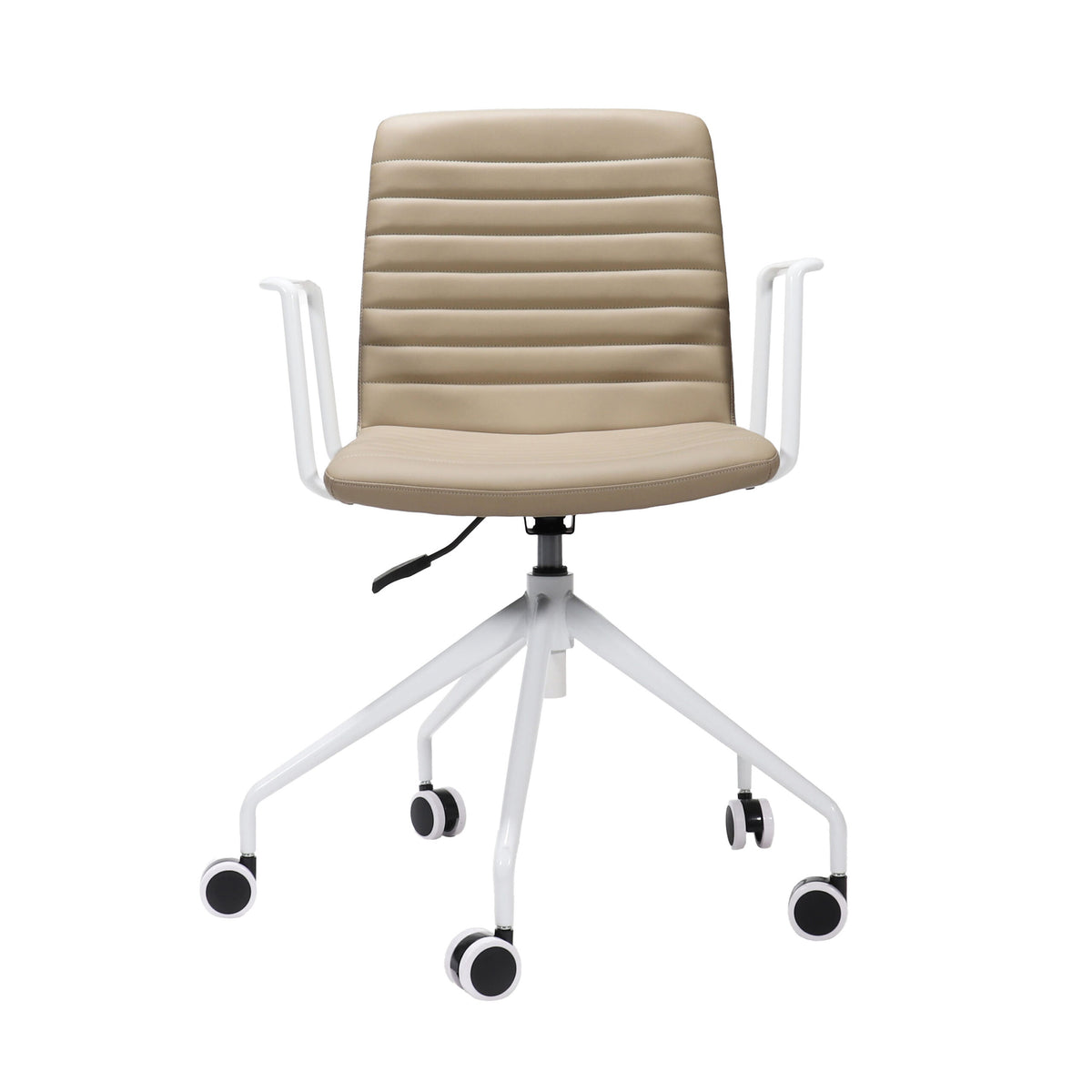 Pixel Swivel 5 Star Base Chair — Almond PU / White P/C / White P/C