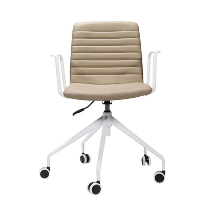 Pixel Swivel 5 Star Base Chair — Almond PU / White P/C / White P/C
