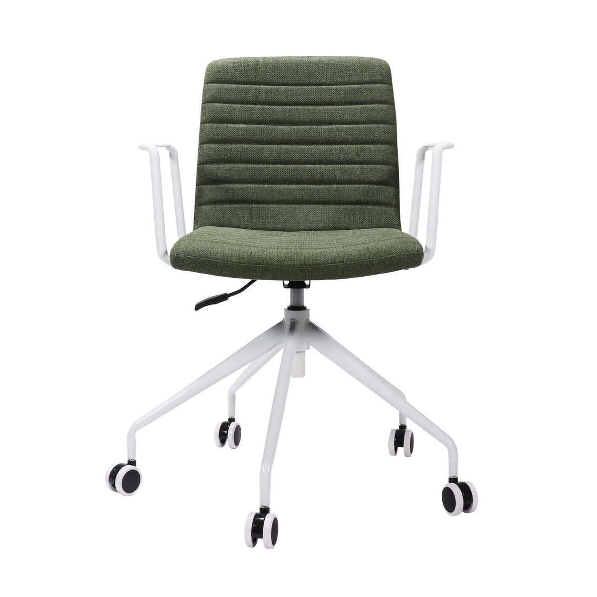 Pixel Swivel 5 Star Base Chair — Olive Fabric / White P/C / White P/C