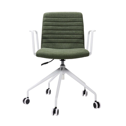 Pixel Swivel 5 Star Base Chair — Olive Fabric / White P/C / White P/C