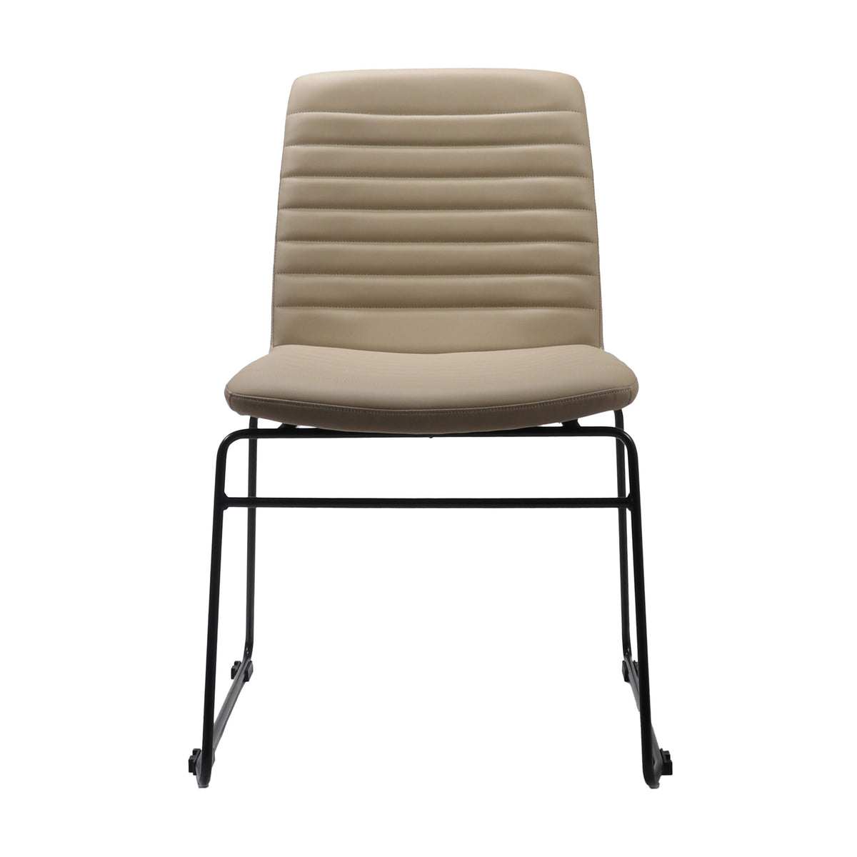 Pixel Sled Base Chair — Almond PU / Black P/C