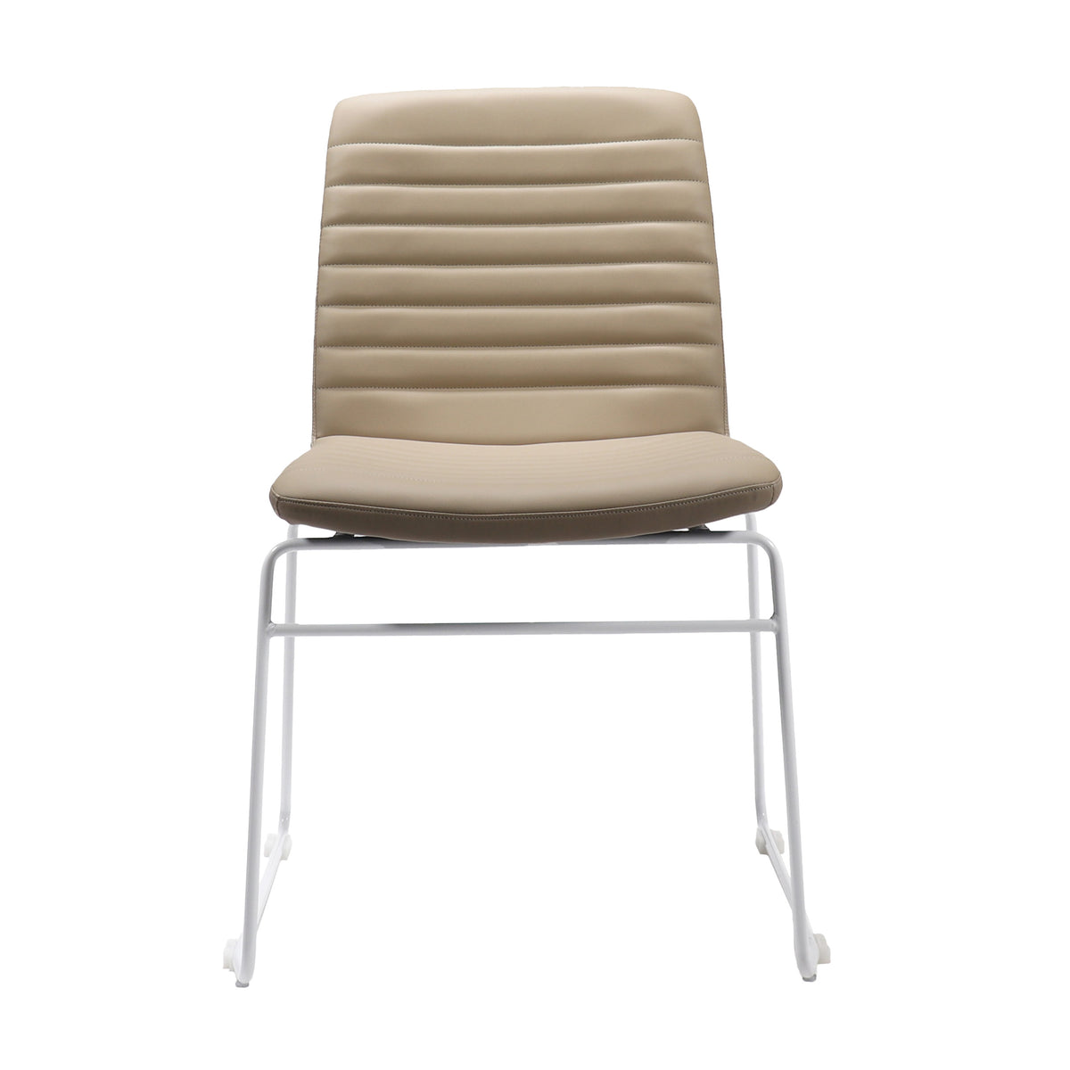 Pixel Sled Base Chair — Almond PU / White P/C