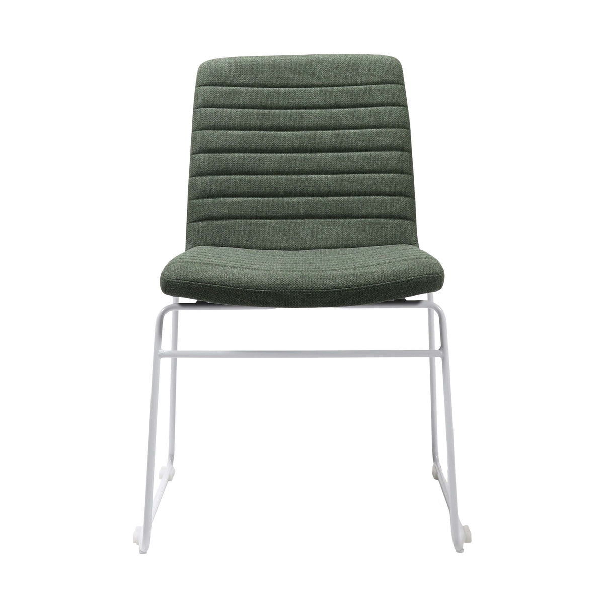 Pixel Sled Base Chair — Olive Fabric / White P/C