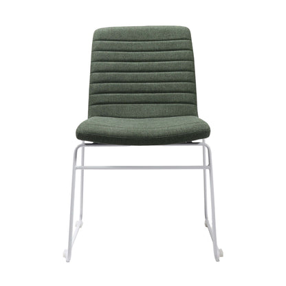 Pixel Sled Base Chair — Olive Fabric / White P/C