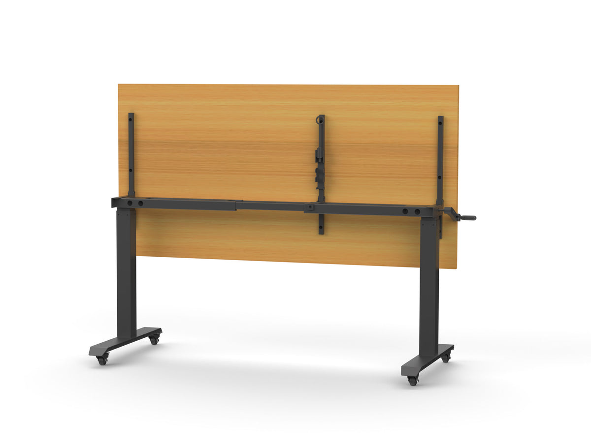 Boost Crank Flip Top Table — 1500mm W x 750mm D, Beech, Black P/C — BCFTT1575 B/BL