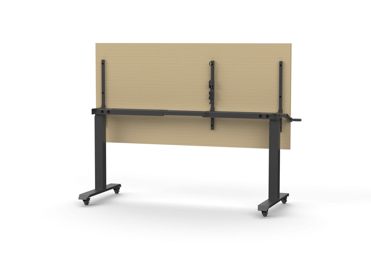 Boost Crank Flip Top Table — 1500mm W x 750mm D, Natural Oak, Black P/C — BCFTT1575 NO/BL