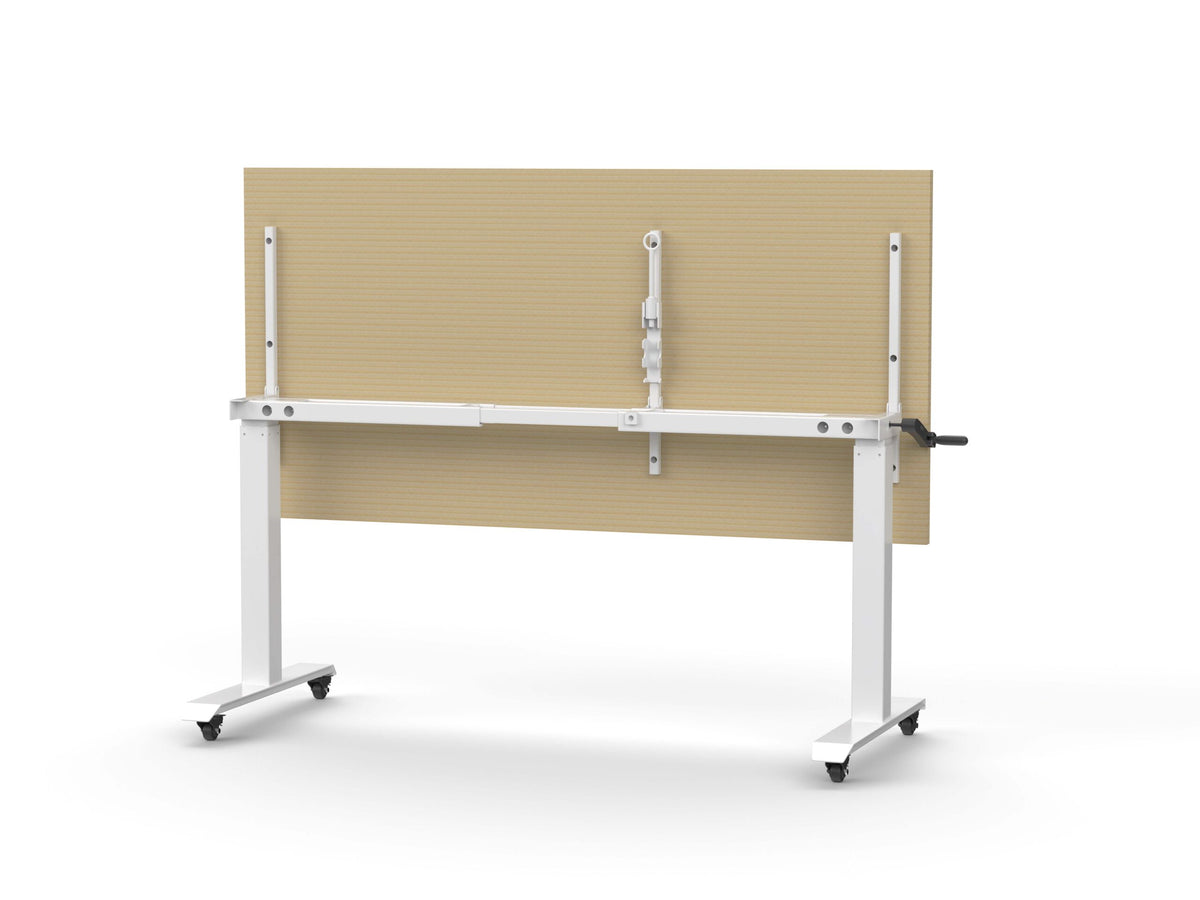 Boost Crank Flip Top Table — 1500mm W x 750mm D, Natural Oak, White P/C — BCFTT1575 NO/WS