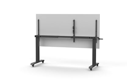 Boost Crank Flip Top Table — 1500mm W x 750mm D, Natural White, Black P/C — BCFTT1575 NW/BL