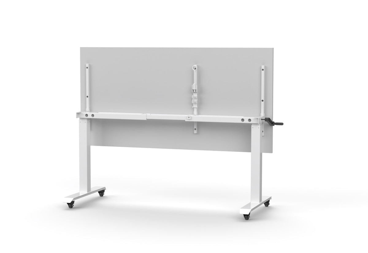 Boost Crank Flip Top Table — 1500mm W x 750mm D, Natural White, White P/C — BCFTT1575 NW/WS