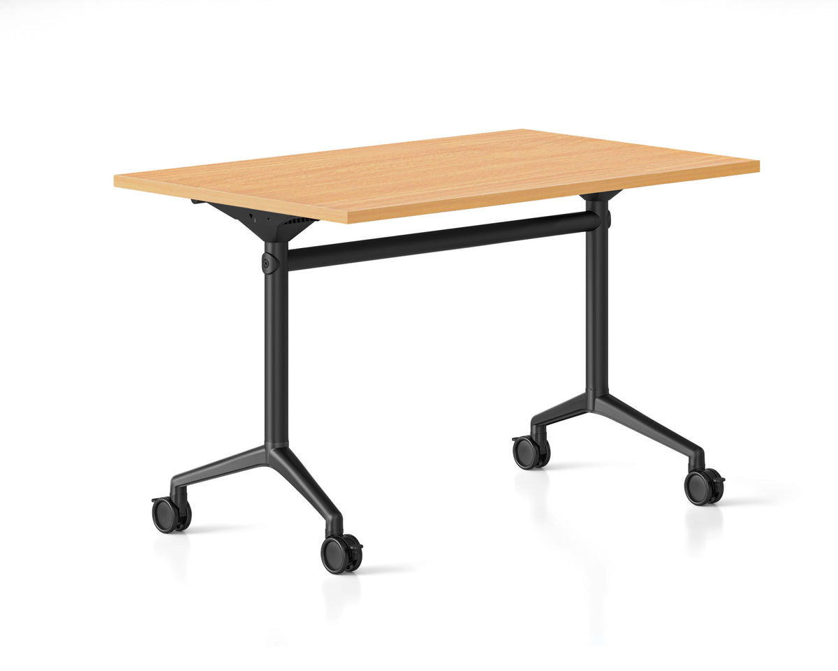 Typhoon Flip Top Table — Black Frame — 1200mm W x 600mm D, Beech, Black P/C All Over — BTFT126 B/BL-BK