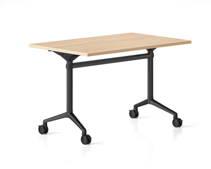 Typhoon Flip Top Table — Black Frame — 1200mm W x 600mm D, Natural Oak, Black P/C All Over — BTFT126 NO/BL-BK