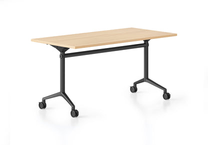 Typhoon Flip Top Table — Black Frame — 2100mm W x 750mm D, Natural Oak, Black P/C All Over — BTFT2175 NO/BL-BK