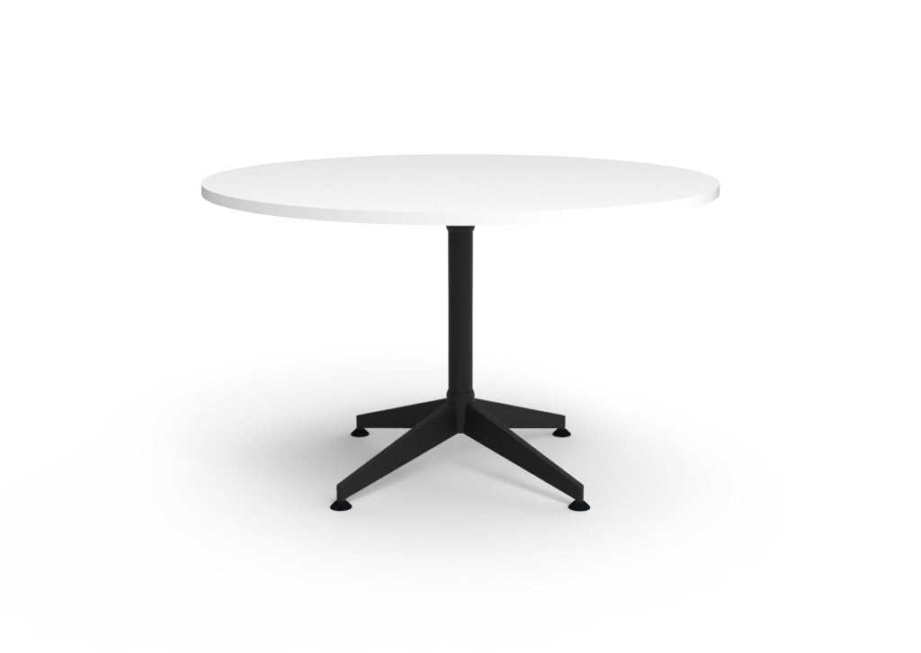 Typhoon 4 Star Round Table — 1200mm DIA, Natural White, Black P/C All Over — BTTR1200 NW/BL-BK
