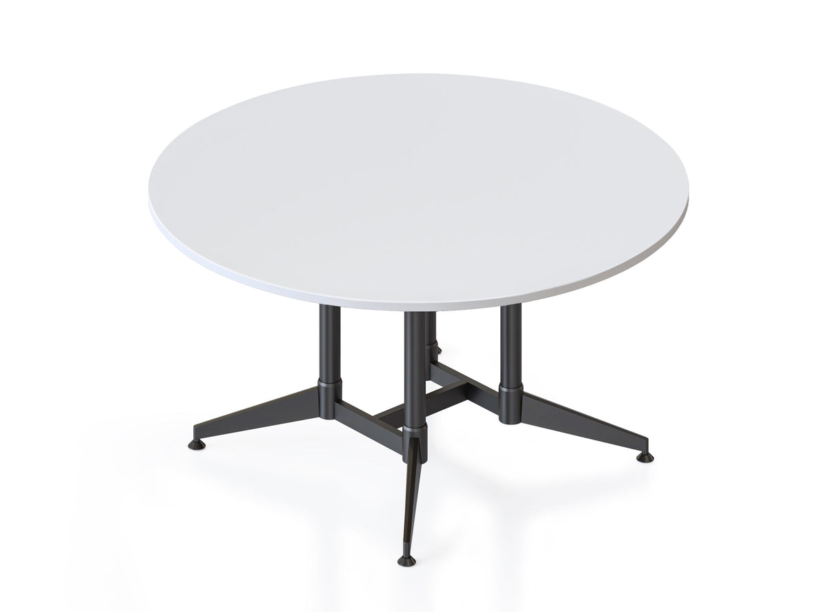 Typhoon Large Round Meeting Table — 1500mm Dia x 750mm H, Natural White, Black P/C All Over — BTTR1500 NW/BL-BK
