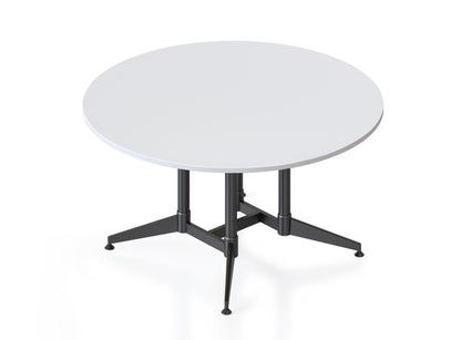 Typhoon Large Round Meeting Table — 1500mm Dia x 750mm H, Natural White, Black P/C All Over — BTTR1500 NW/BL-BK