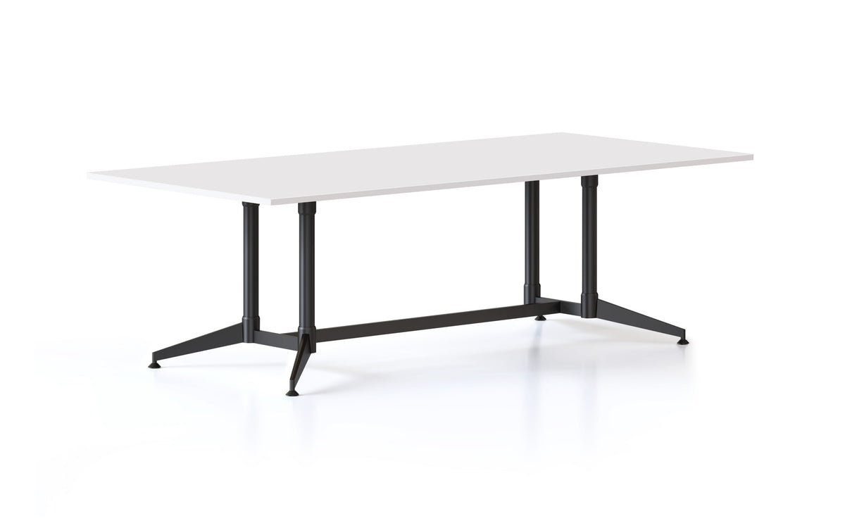 Typhoon Meeting & Boardroom Tables — 2400mm W x 1200mm D, Natural White, Black P/C All Over — BTTR2412 NW/BL-BK