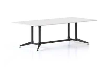 Typhoon Meeting & Boardroom Tables — 2400mm W x 1200mm D, Natural White, Black P/C All Over — BTTR2412 NW/BL-BK