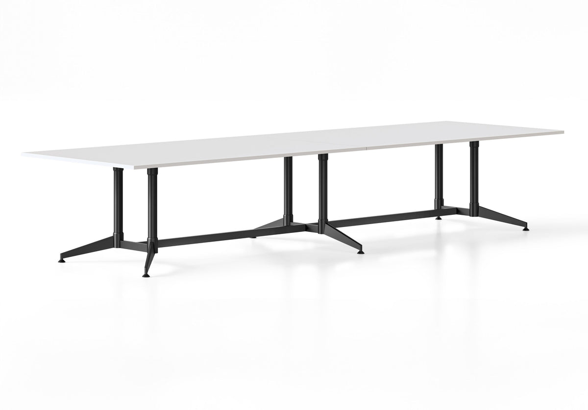 Typhoon Meeting & Boardroom Tables — 3200mm W x 1200mm D, Natural White, Black P/C All Over — BTTR3212 NW/BL-BK