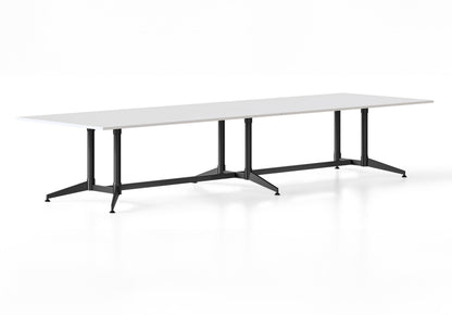 Typhoon Meeting & Boardroom Tables — 3200mm W x 1200mm D, Natural White, Black P/C All Over — BTTR3212 NW/BL-BK