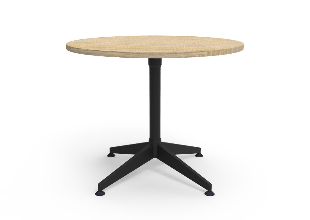 Typhoon 4 Star Round Table — 900mm DIA, Natural Oak, Black P/C All Over — BTTR900 NO/BL-BK