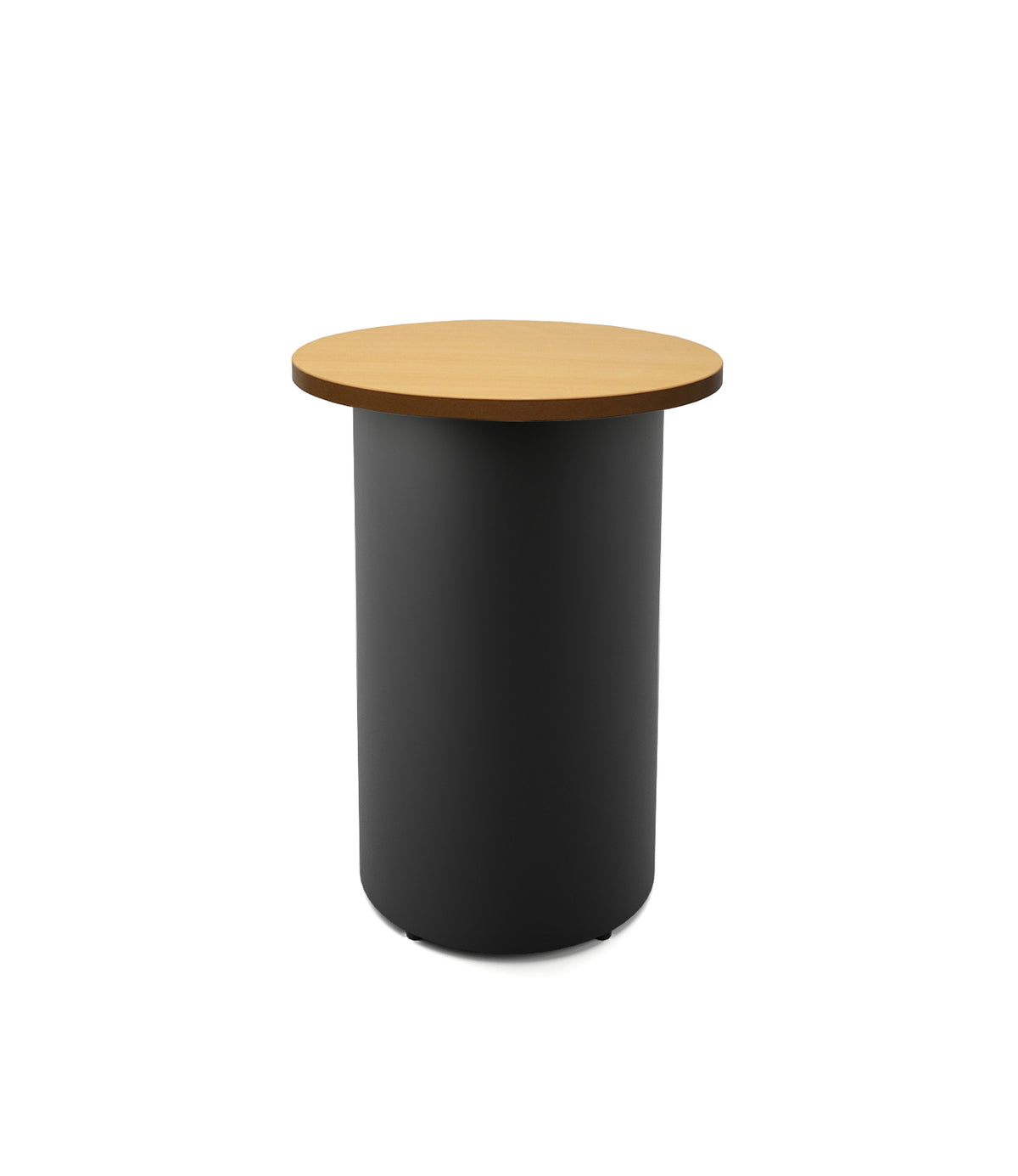 Drum Base High Bar Table — 600mm Dia x 1050mm H, Beech, Black P/C — DB-HBT600 B/BL