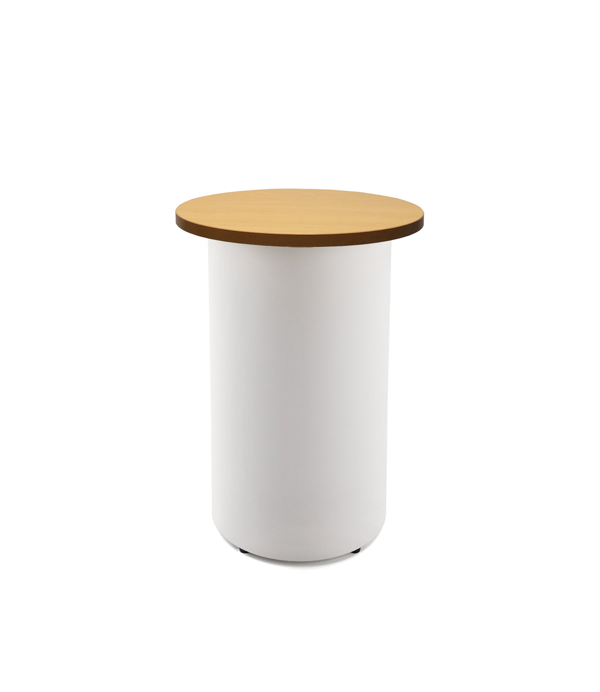 Drum Base High Bar Table — 600mm Dia x 1050mm H, Beech, White P/C — DB-HBT600 B/WS