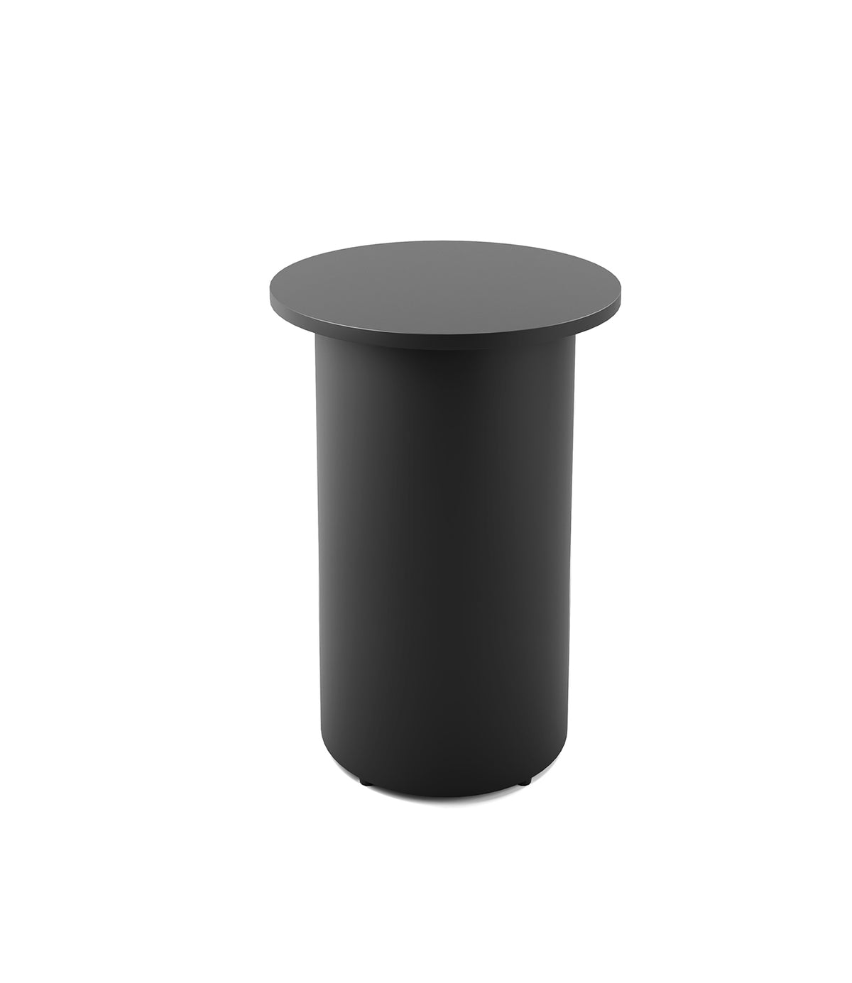 Drum Base High Bar Table — 600mm Dia x 1050mm H, Black, Black P/C — DB-HBT600 BLK/BL