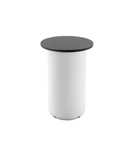 Drum Base High Bar Table — 600mm Dia x 1050mm H, Black, White P/C — DB-HBT600 BLK/WS