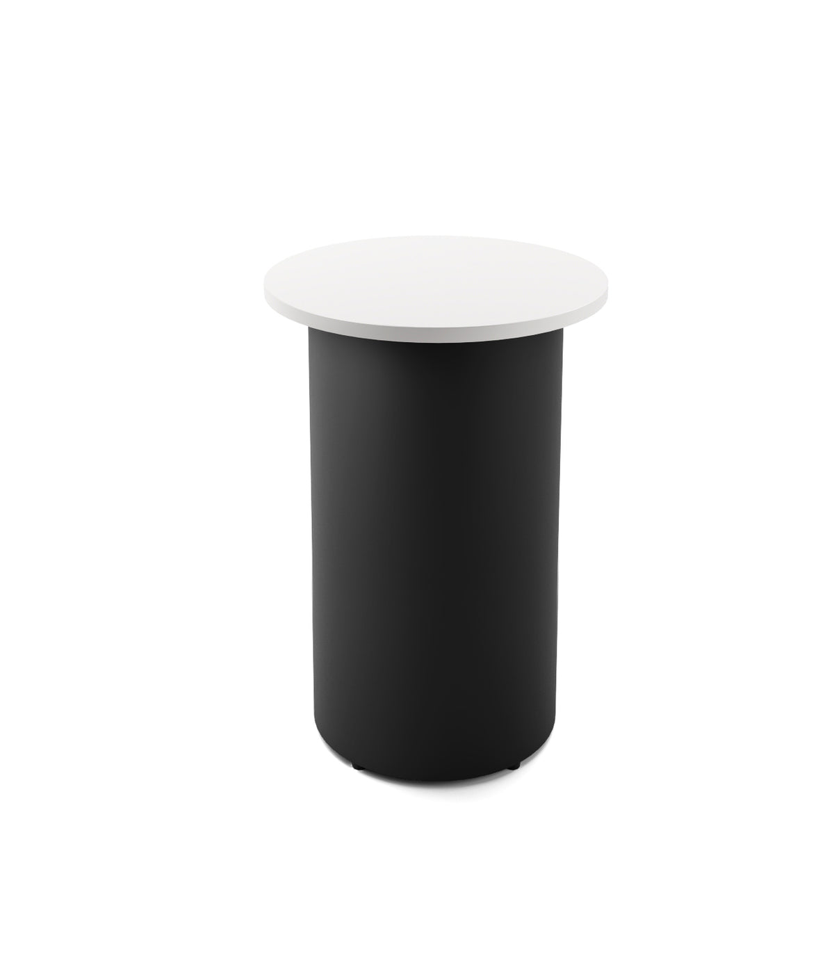 Drum Base High Bar Table — 600mm Dia x 1050mm H, Natural White, Black P/C — DB-HBT600 NW/BL