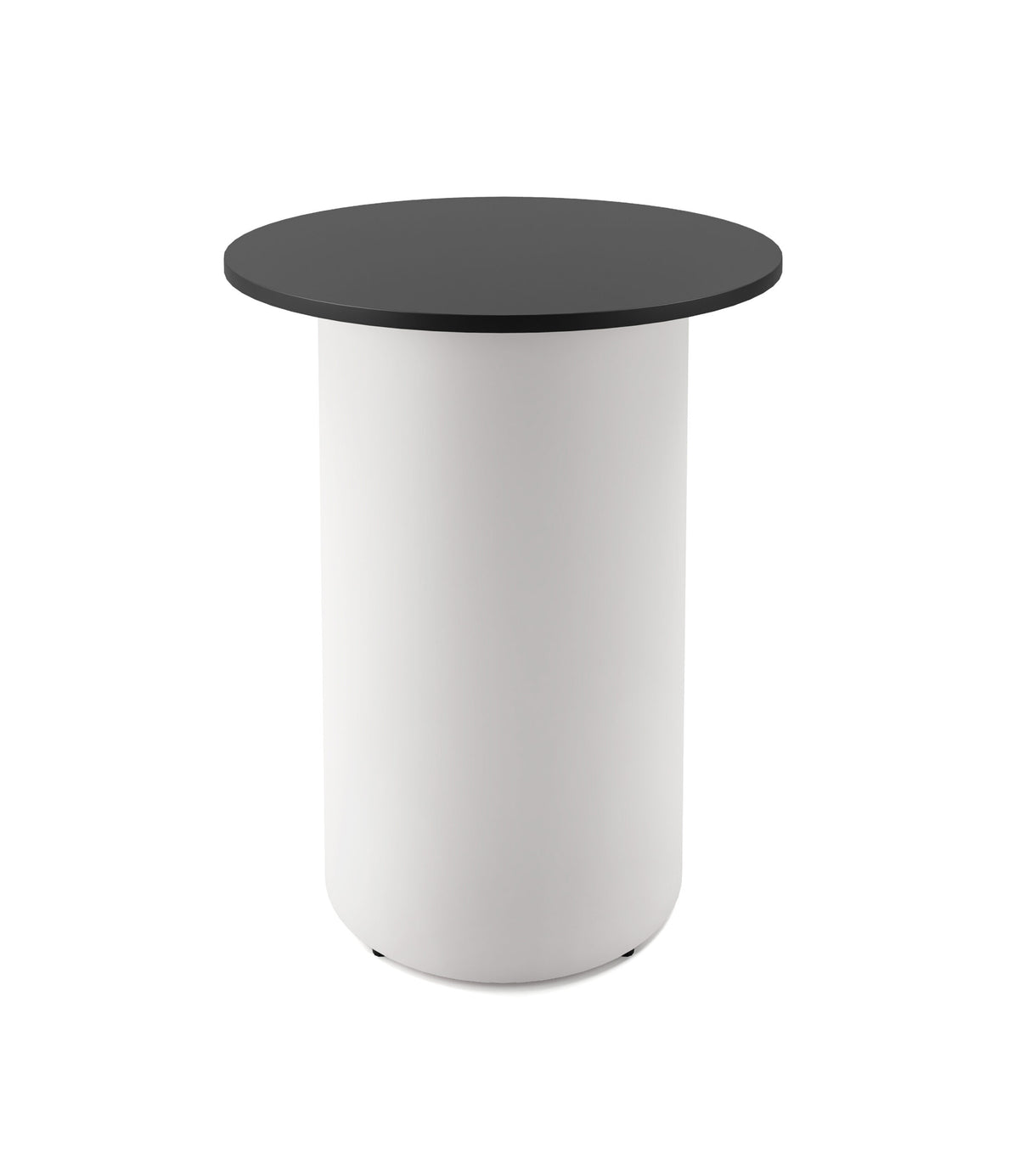 Drum Base High Bar Table — 900mm Dia x 1050mm H, Black, White P/C — DB-HBT900 BLK/WS