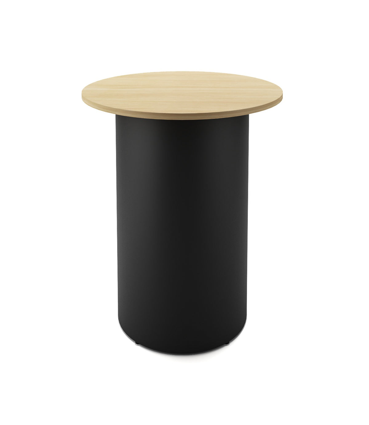 Drum Base High Bar Table — 900mm Dia x 1050mm H, Natural Oak, Black P/C — DB-HBT900 NO/BL