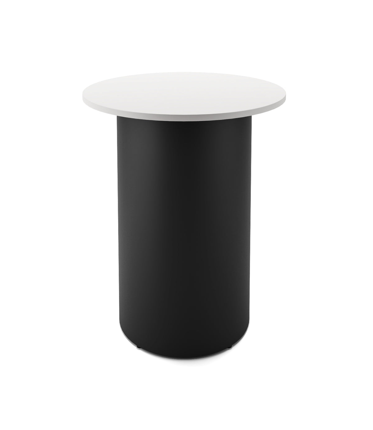 Drum Base High Bar Table — 900mm Dia x 1050mm H, Natural White, Black P/C — DB-HBT900 NW/BL