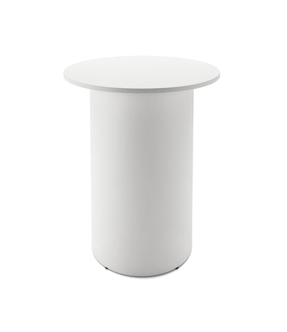 Drum Base High Bar Table — 900mm Dia x 1050mm H, Natural White, White P/C — DB-HBT900 NW/WS