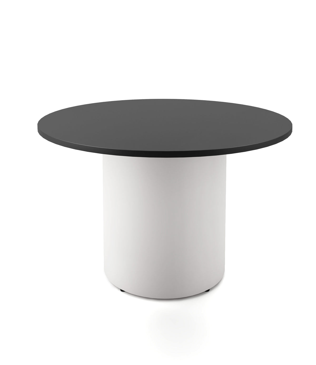 Drum Base Table — 1200mm Dia x 730mm H, Black, White P/C — DBT1200 BLK/WS