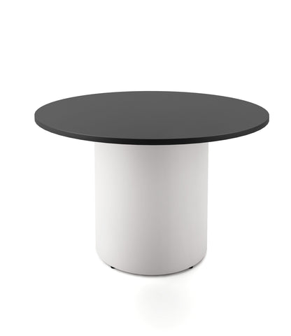 Drum Base Table — 1200mm Dia x 730mm H, Black, White P/C — DBT1200 BLK/WS