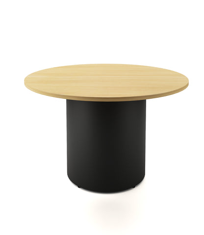 Drum Base Table — 1200mm Dia x 730mm H, Natural Oak, Black P/C — DBT1200 NO/BL