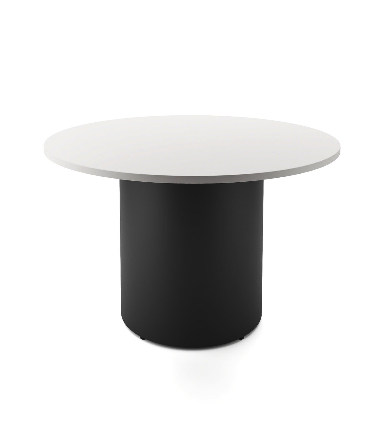 Drum Base Table — 1200mm Dia x 730mm H, Natural White, Black P/C — DBT1200 NW/BL