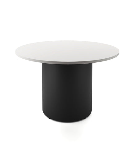 Drum Base Table — 1200mm Dia x 730mm H, Natural White, Black P/C — DBT1200 NW/BL