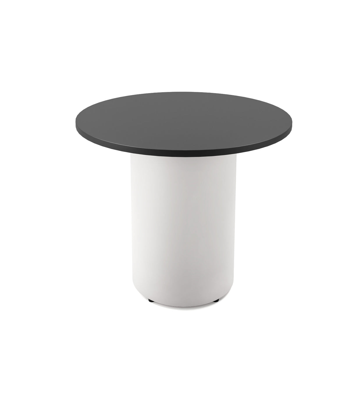 Drum Base Table — 900mm Dia x 730mm H, Black, White P/C — DBT900 BLK/WS