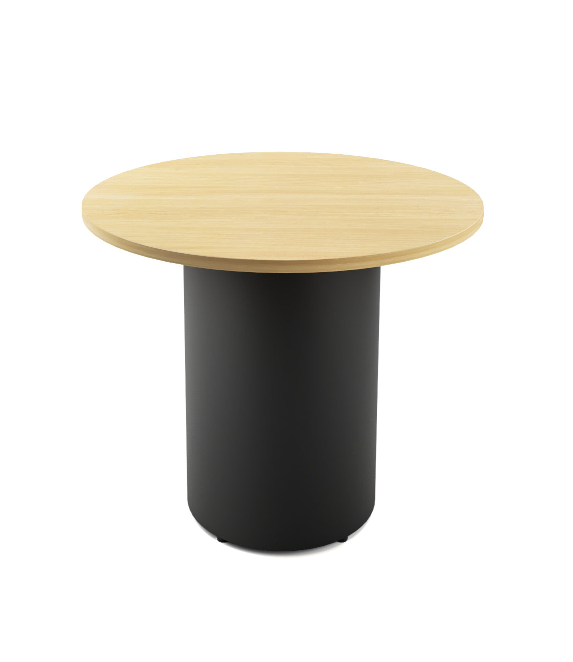 Drum Base Table — 900mm Dia x 730mm H, Natural Oak, Black P/C — DBT900 NO/BL
