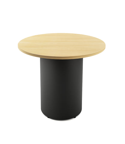 Drum Base Table — 900mm Dia x 730mm H, Natural Oak, Black P/C — DBT900 NO/BL