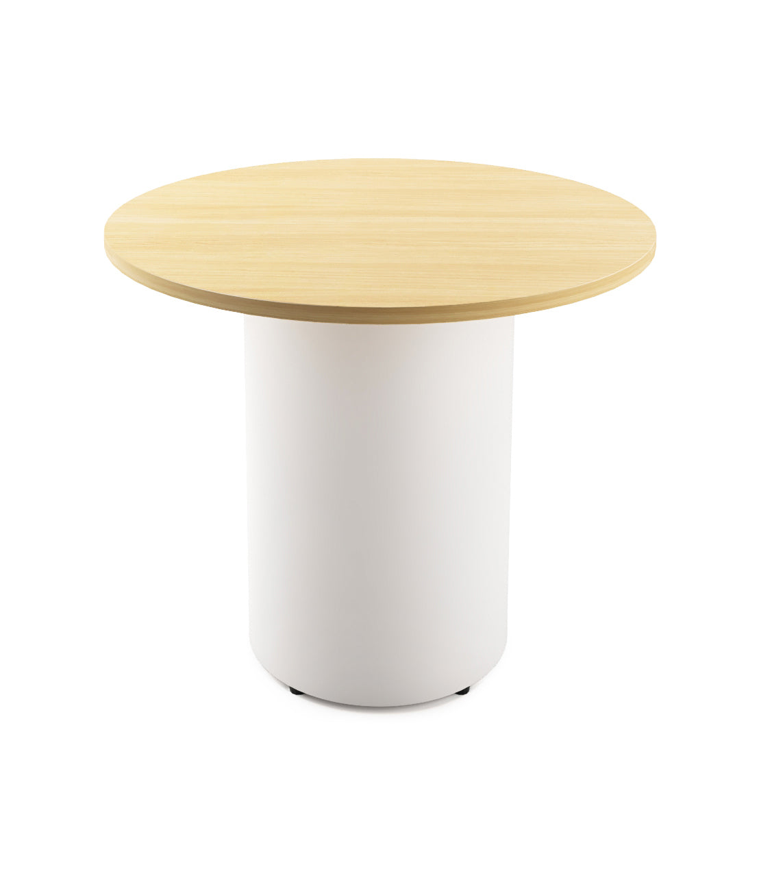 Drum Base Table — 900mm Dia x 730mm H, Natural Oak, White P/C — DBT900 NO/WS