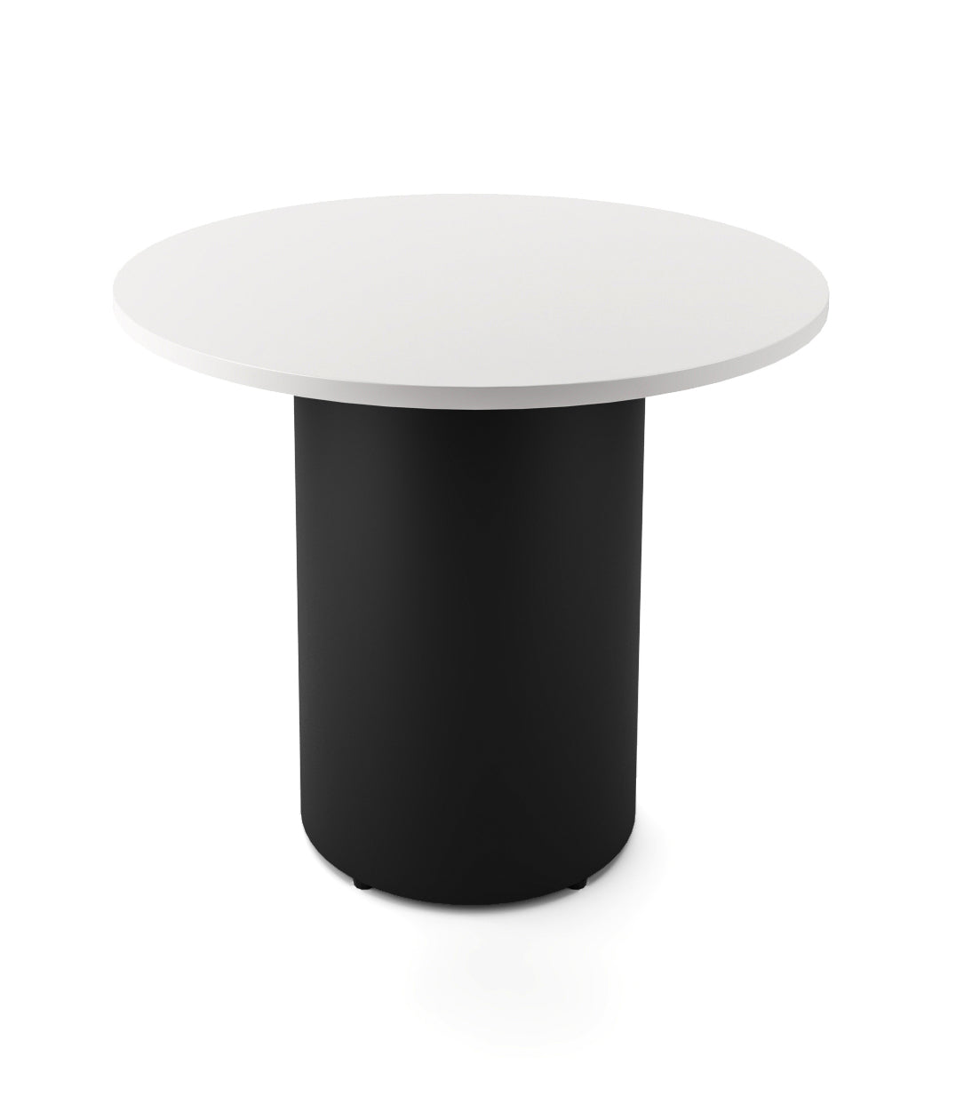 Drum Base Table — 900mm Dia x 730mm H, Natural White, Black P/C — DBT900 NW/BL