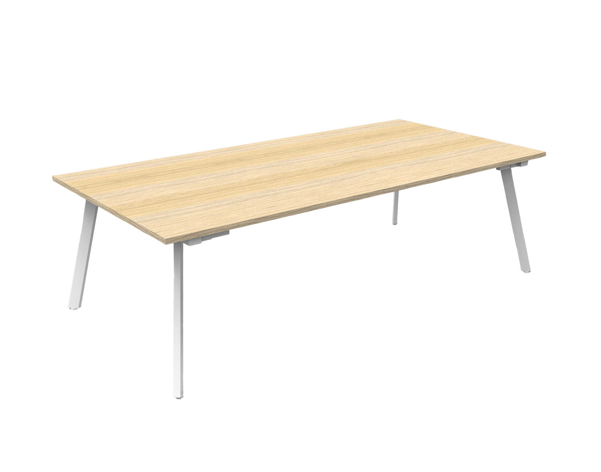 Eternity Meeting & Boardroom Table Rectangle — 2100mm W x 750mm D, Natural Oak Top & White Satin Base — EMT2175 NO/WS