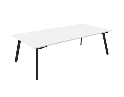 Eternity Meeting & Boardroom Table Rectangle — 2100mm W x 750mm D, Natural White Top & Black Satin Base — EMT2175 NW/BL
