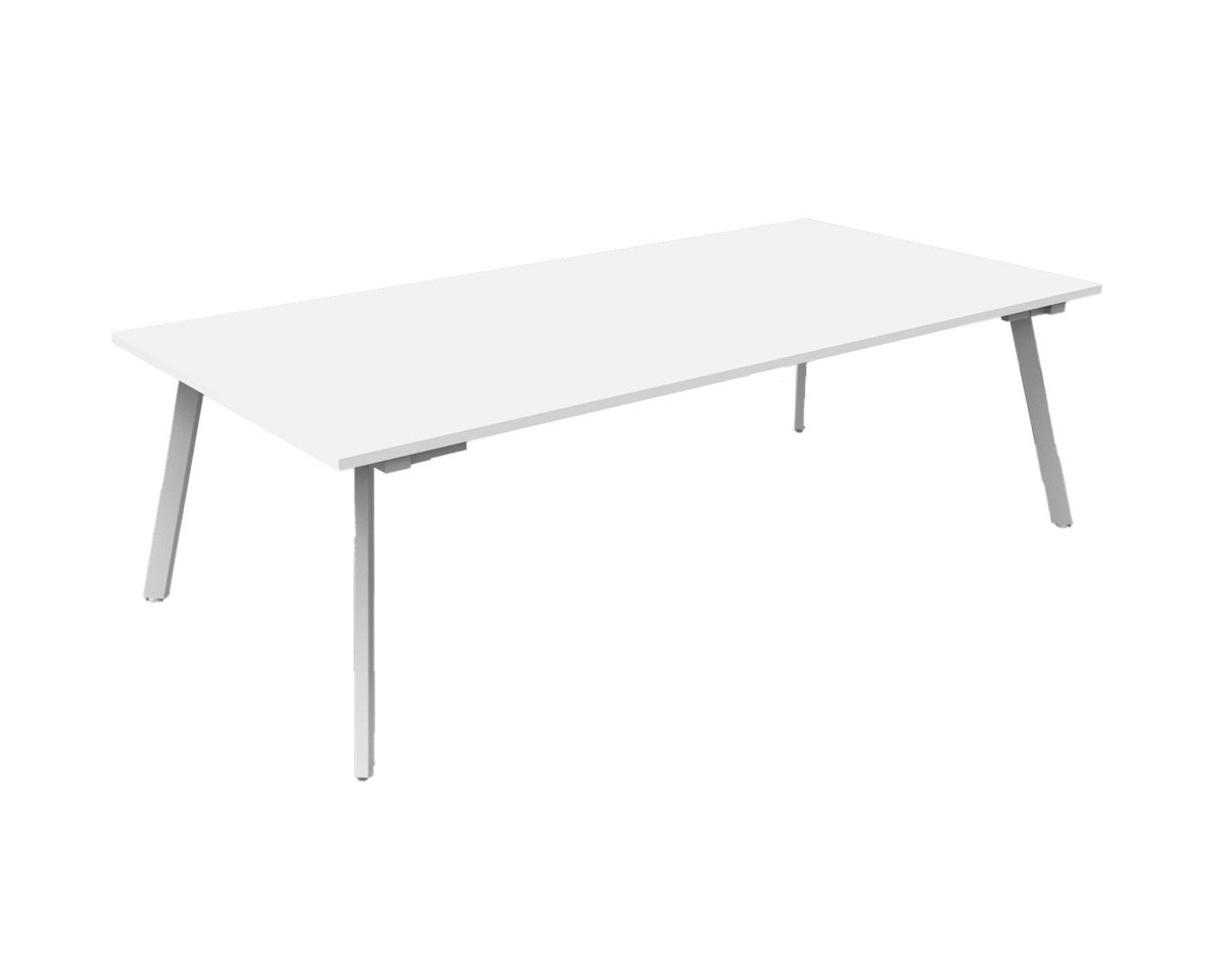 Eternity Meeting & Boardroom Table Rectangle — 2100mm W x 750mm D, Natural White Top & White Satin Base — EMT2175 NW/WS